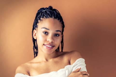 Black woman with dramatic bold lashes